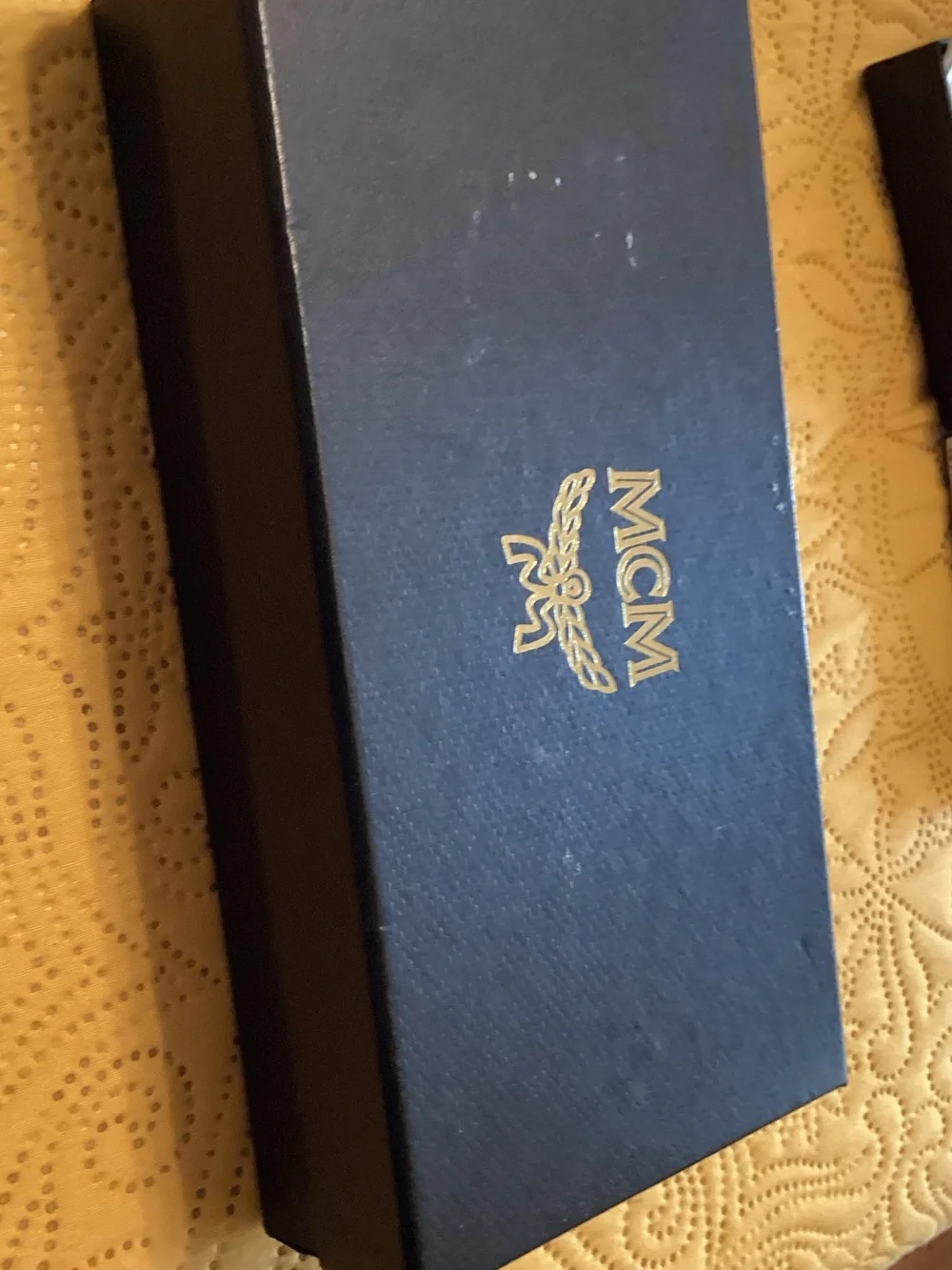 MCM Cognac Monogram Leather Zip Phone Pouch
